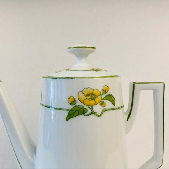 Vintage teapot Victoria Austria yellow flower floral ceramic pottery vine leaf - Picture 2 of 10
